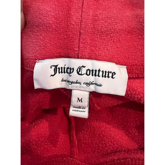 Juicy Couture OG Red Velour Track Pants Gold Glitter Logo M - Picture 5 of 7